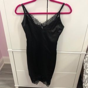 Silk little black dress with lace